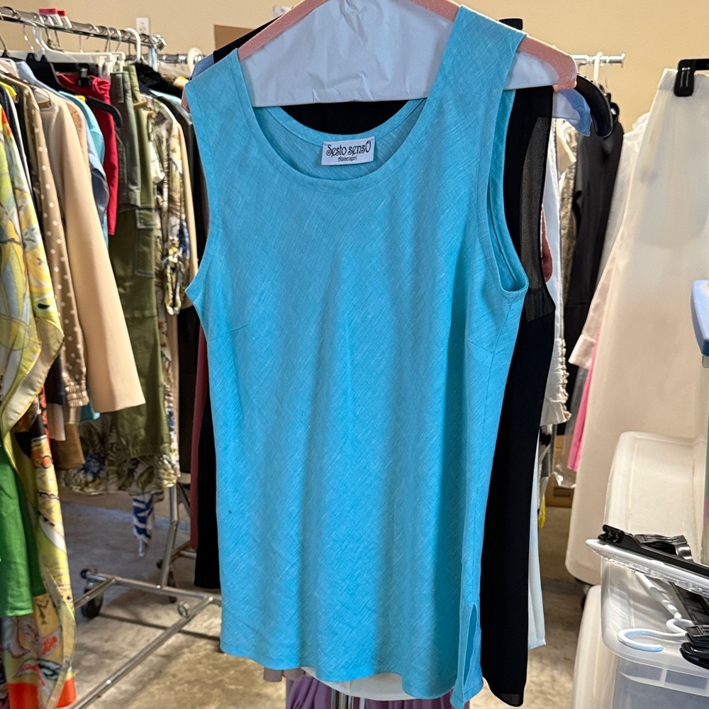 Aqua Sleeveless Top